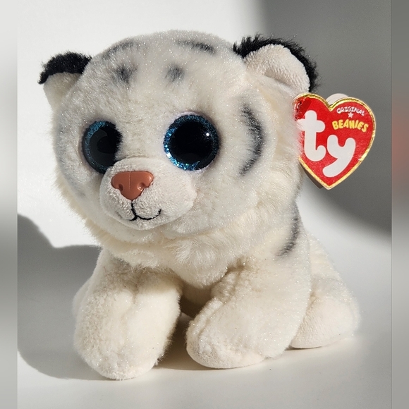 TY Beanie Baby 6" TUNDRA White Tiger Plush Stuffed Animal Toy MWMTs Heart Tags - Picture 2 of 7